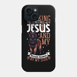 Jesus and dog - Belgian Sheepdog Phone Case