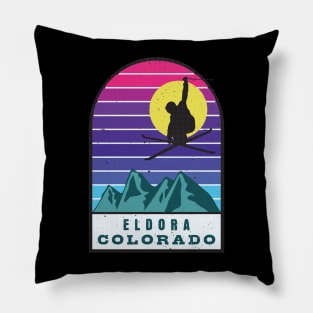 Ski Eldora Colorado Retro Sunset Pillow