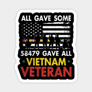 Vietnam Veteran All Gave Some 58,479 Gave All T-Shirt with Soldiers Statue and Service Ribbon Magnet