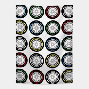 Formula 1 Tires Design Tapestry