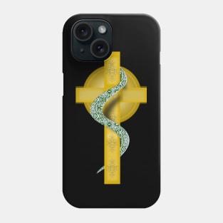 Green- Alchemical Crucified Serpent on Cross Phone Case