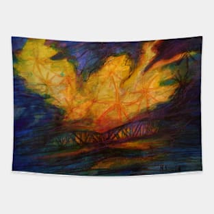 Night over the Bridge Tapestry