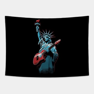 Patriotic USA 4th of July Guitarist Concert Festival Guitar Tapestry