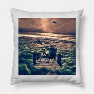 Fishing Above the Clouds Pillow