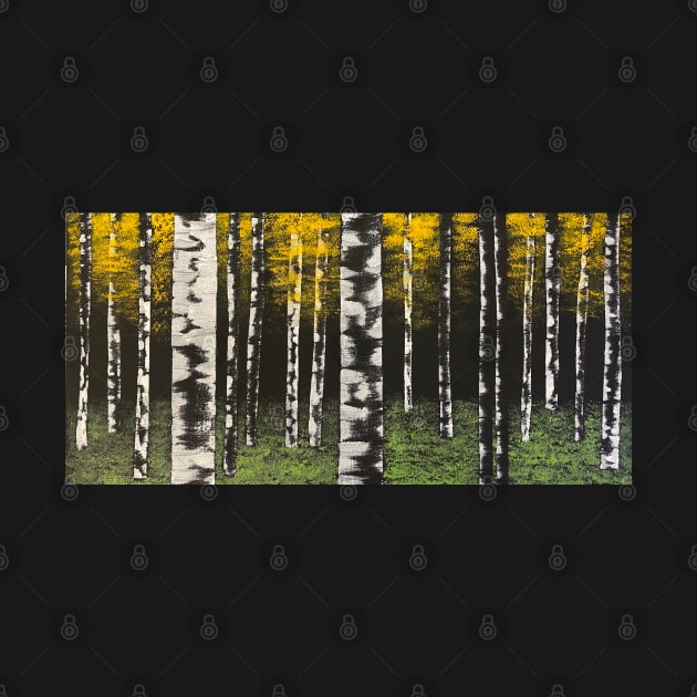 Black Birch Trees with Golden Leaves by J&S mason