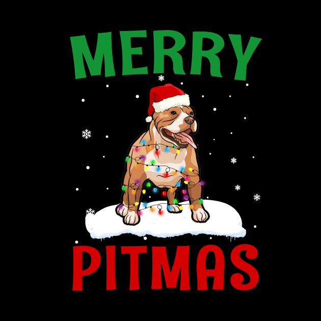 Merry Pitmas Pit bull Funny Christmas by Dunnhlpp