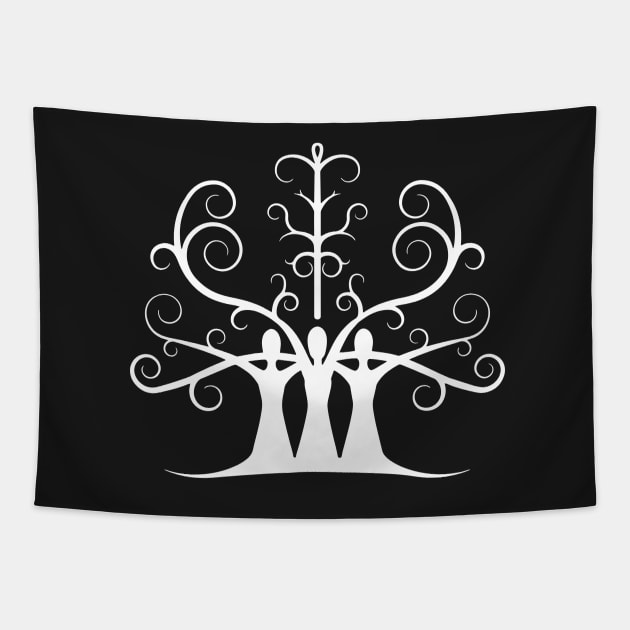 Three Sisters Tree Of Life (White Version) Tapestry by SubtleSplit