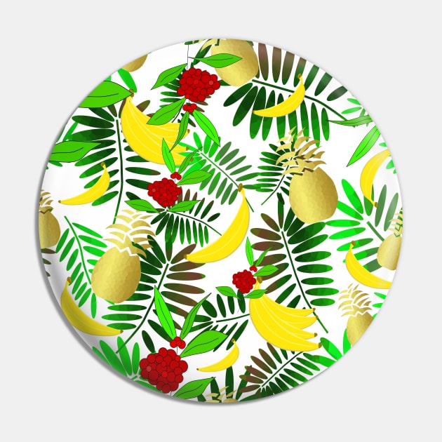 TROPICAL Paradise With Fruit Pin by SartorisArt1