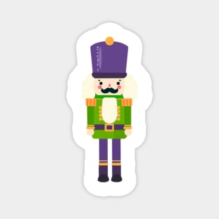 Green and Purple Christmas Nutcracker Toy Soldier Graphic Art Magnet