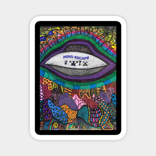 Mind Escape Psychedelic UFO Live Art Magnet by Mind Escape