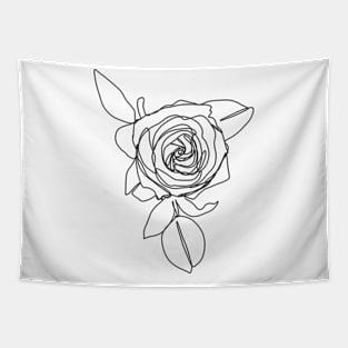 Rose Flower With Leaves One Line Art Tapestry