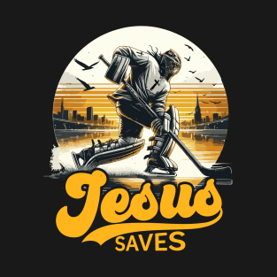 Hockey Jesus Saves Vintage T-Shirt