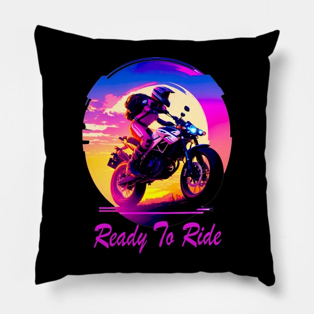 ride bike motor Pillow by Ardins