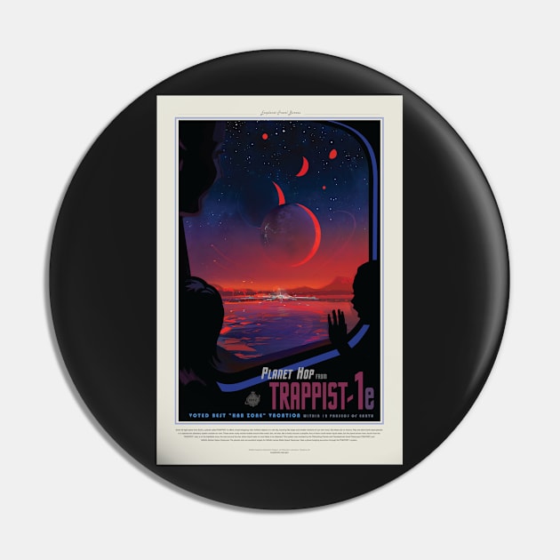 Trappist 1e, Travel Poster Pin by BokeeLee