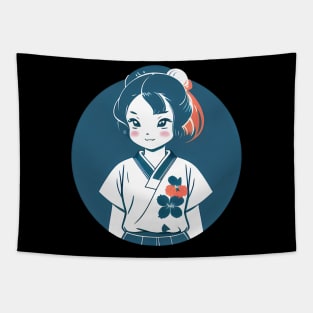 Happy Kawaii Japanese Girl Tapestry