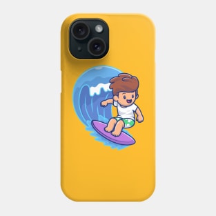 Cute Boy Surfing On Wave Phone Case