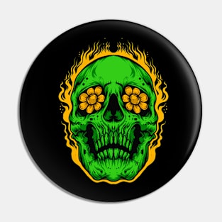 Green skull Pin