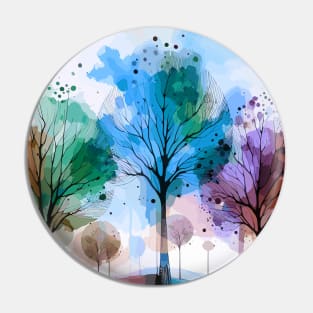 Colorful Blue Purple Pastel Abstract Trees Pin