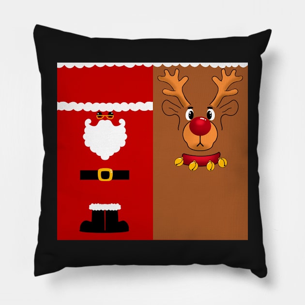 Santa Claus And Rudolph the reindeer Pillow by SusanaDesigns