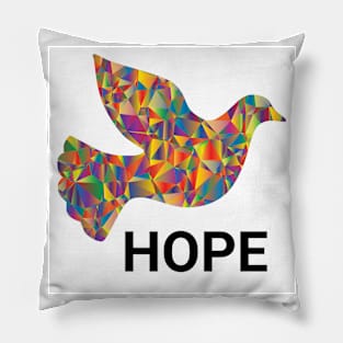 Dove in multicoloured design with hope writing Pillow