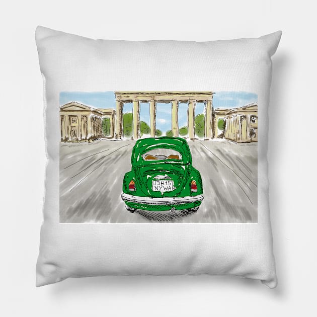 Classic car green Pillow by NYWA-ART-PROJECT