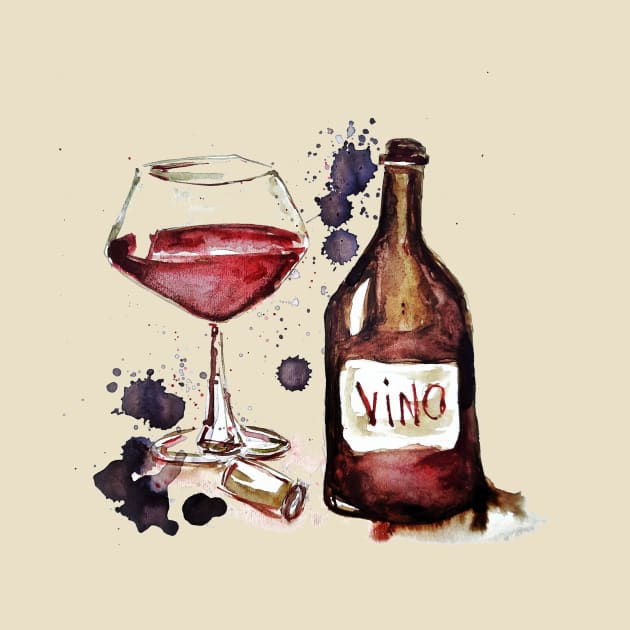 Wine - vino by Art by Taya 