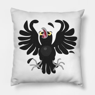Funny crazy crow raven cartoon illustration Pillow