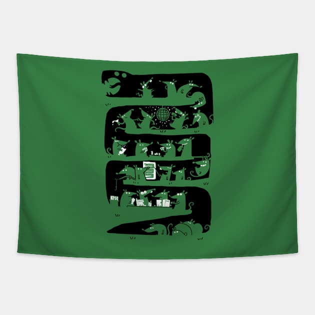 There is a party in my snake Tapestry by Queenmob