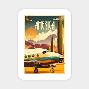 America Plane Vintage Travel Art Poster Magnet