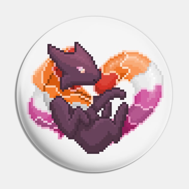 Lesbian Pixel Heart Melog Pin by HauntedByCatra