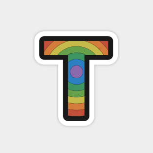 Retro Rainbow 'T' Sticker Magnet