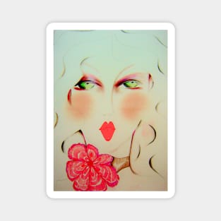 BLONDE PENCIL DRAWING DECO BEAUTY FACE Magnet