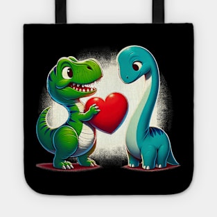 Valentines Day Tee For Kids Boys Girls Dinosaurs Heart Tote