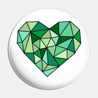 Green Crystal Heart Pin