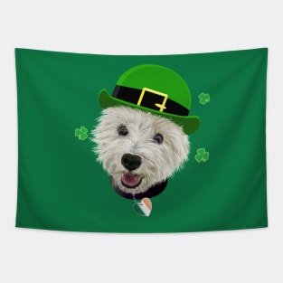 Westie Dog Saint Patrick's Day Irish Flag And Shamrocks Tapestry