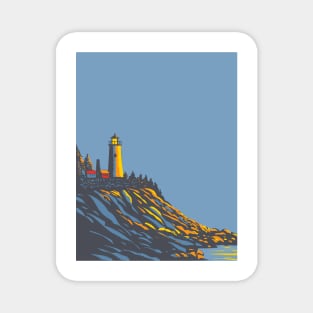 Pemaquid Point Light in Bristol Lincoln County Maine USA WPA Art Poster Magnet