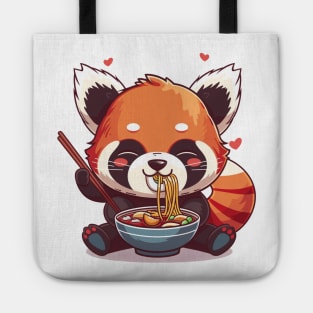 Red Panda eating ramen Tote