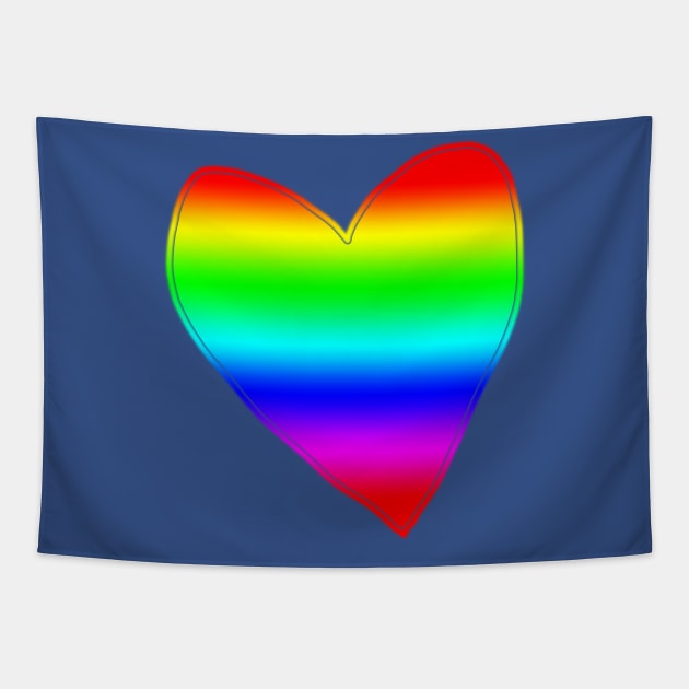 Linear Spectrum Rainbow Love Heart Tapestry by ellenhenryart
