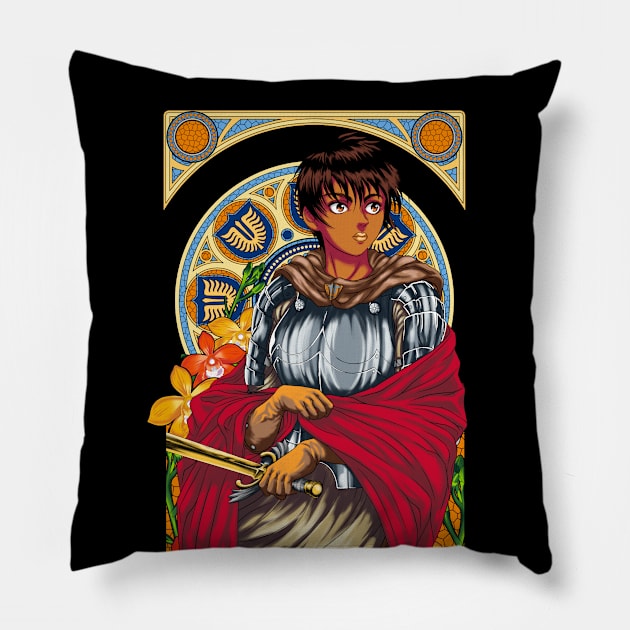 Art Nouveau of a Beautiful Warrior Pillow by manoystee