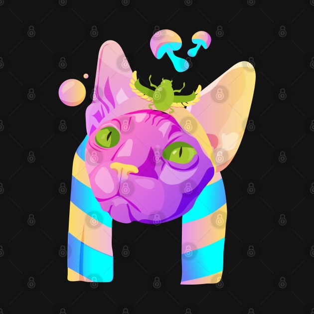 Psychedelic Cat by tatadonets