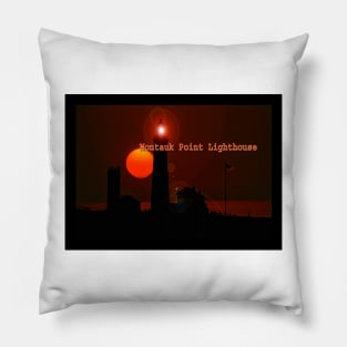 Mountauk Point Lighthouse Sunset Pillow