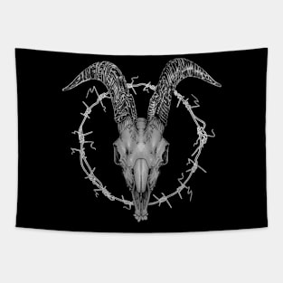 Goat Skull B&W Tapestry