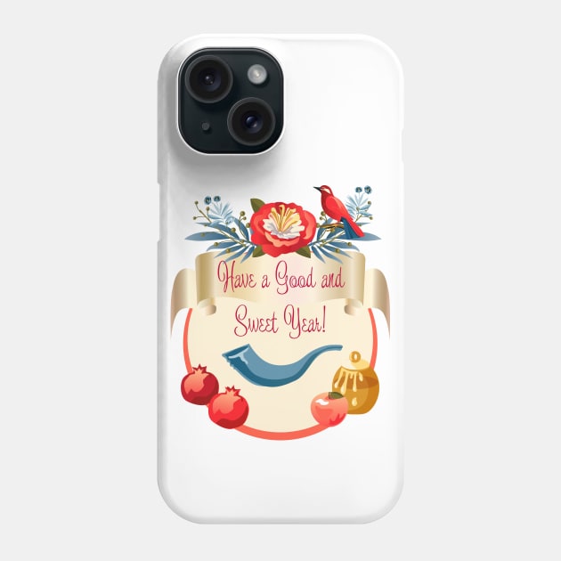 Happy Rosh Hashanah - Jewish New Year. Text Shana Tova! - Have a sweet year in Hebrew. Wishes text English Phone Case by sofiartmedia