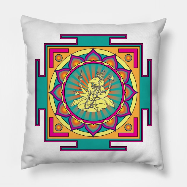 Ganesha Mandala Pillow by GalacticMantra