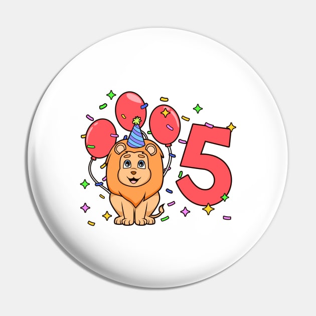 I am 5 with lion - kids birthday 5 years old Pin by Modern Medieval Design
