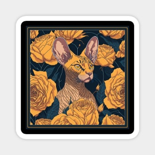 Сats. Canadian sphynx, donskoy sphinx. Illustration, drawing, vector style (yellow version #5) Magnet