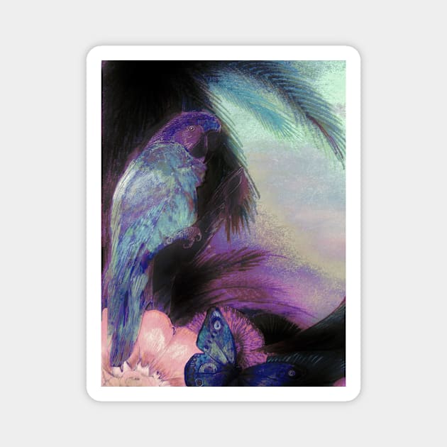 BLUE LILAC PARROT DECO POSTER COCKATOO ART TROPICAL DESIGN PRINT Magnet by jacquline8689