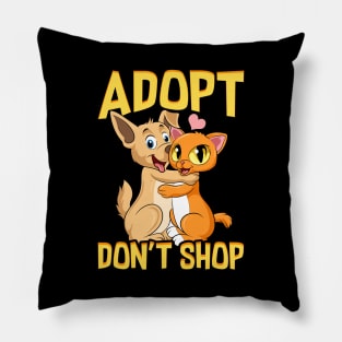 Adopt Don't Shop Cute Cat & Dog Rescue Adoption Pillow