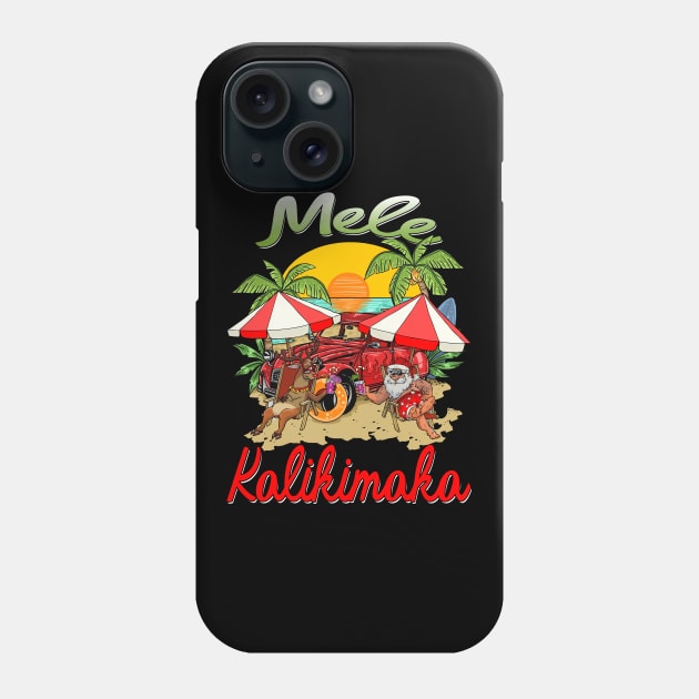 Mele Kalikimaka Hawaiian Christmas Hawaii Surfing Phone Case by intelus