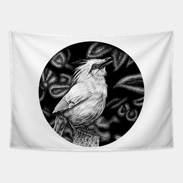 Bali starling illustration Tapestry by lorendowding